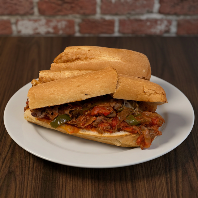 Large Pizza Steak Sub.